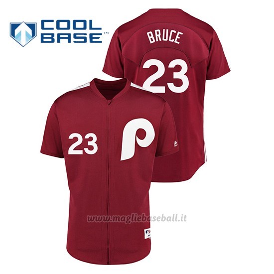 Maglia Baseball Hombre Philadelphia Phillies 23 Jay Bruce 1979 Saturday Night Special Autentico Rosso